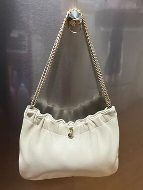 ANDE Vintage Small Leather Handbag Beige 1960’s